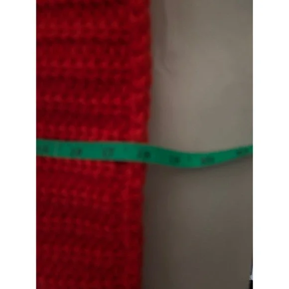 Red Chunky Knit Button Front V-Neck Sweater Vest Hammered Gold Buttons Size L - Picture 8 of 10